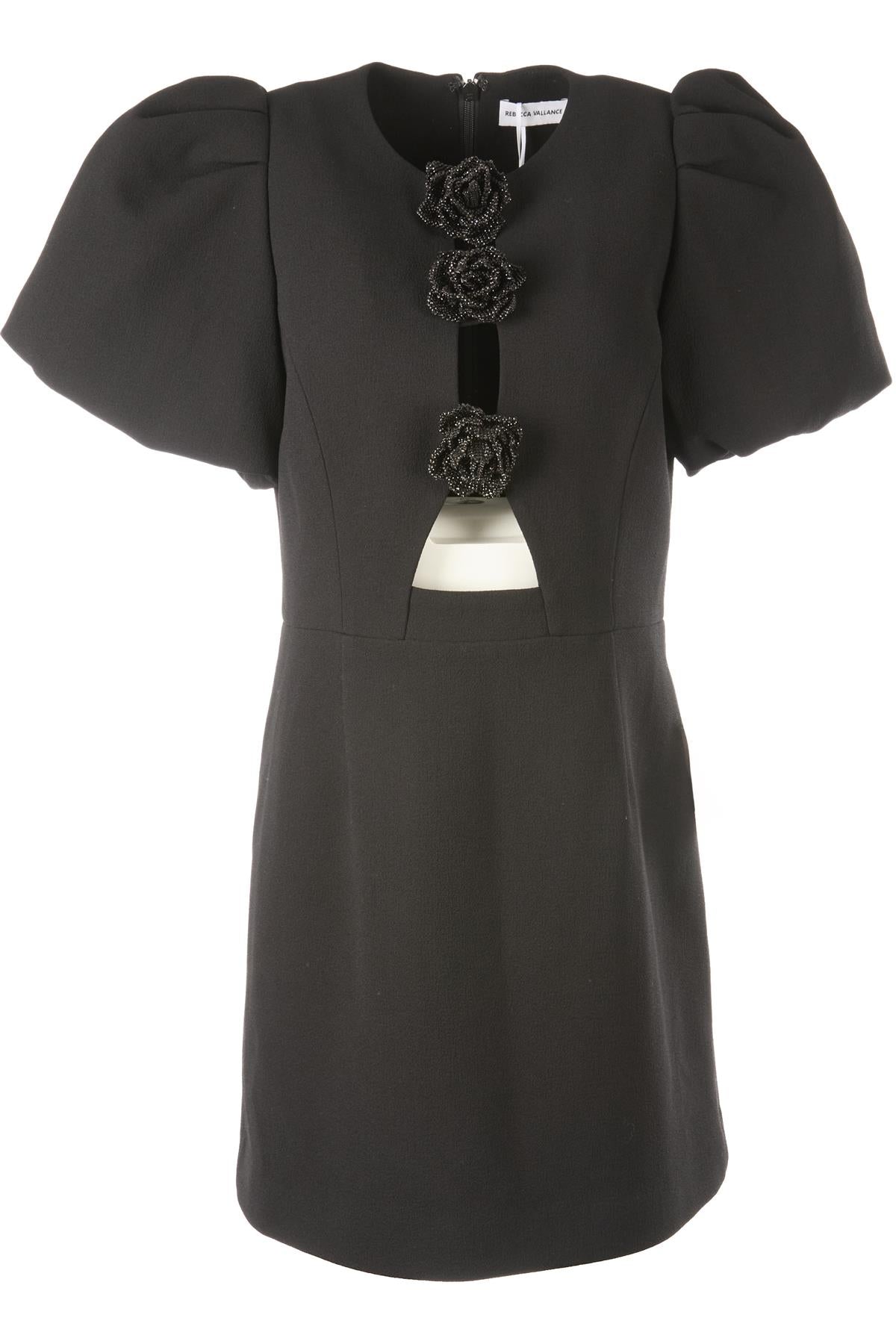 REBECCA VALLANCE BLACK CREPE MINI DRESS UK 14