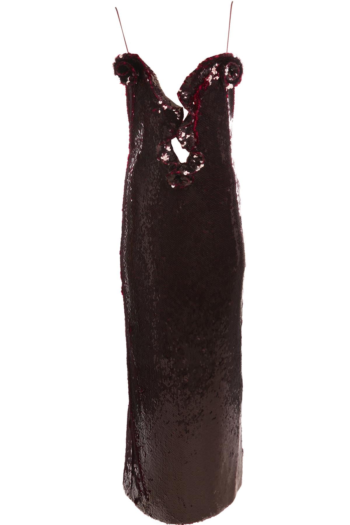 MAGDA BUTRYM BURGUNDY SEQUIN MAXI DRESS FR 36 UK 8