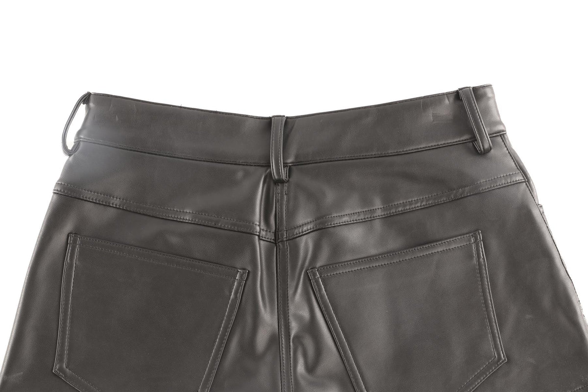 NORMA KAMALI BLACK FAUX LEATHER SHORTS SMALL