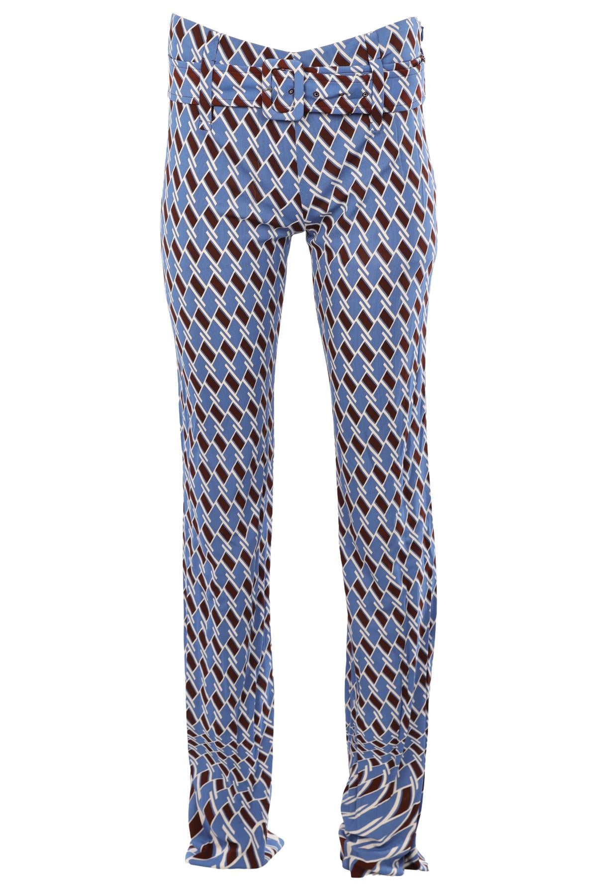 PRADA BLUE KNIT STRAIGHT LEG PANTS IT 42 UK 10