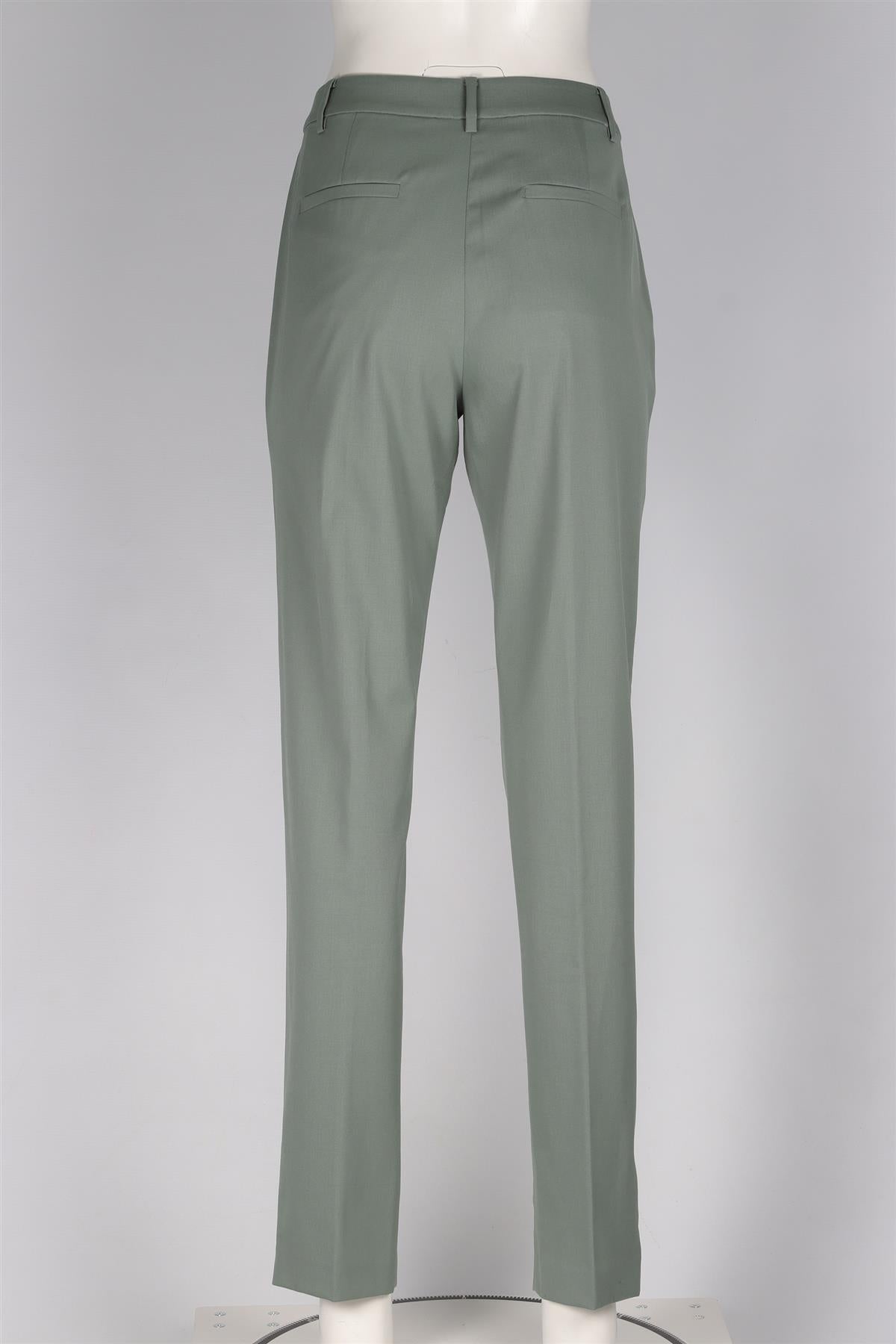 TIBI GREEN WOOL SLIM LEG PANTS US 8 UK 12