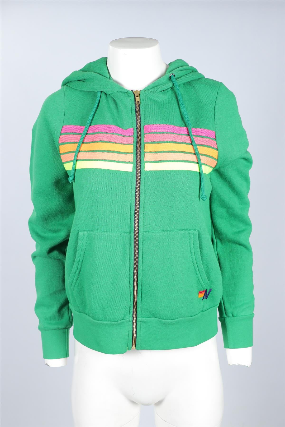 AVIATOR NATION GREEN COTTON HOODIE X-LARGE