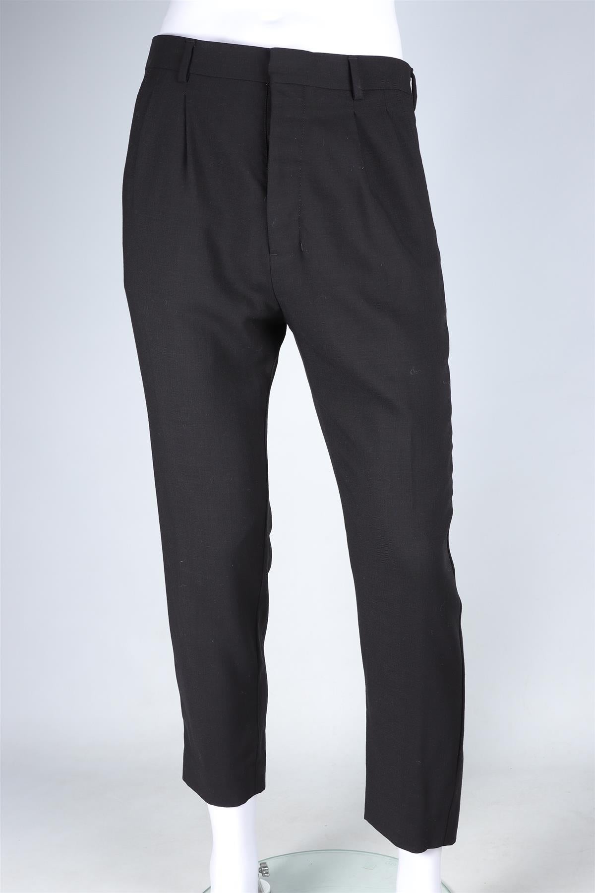 AMI PARIS BLACK MEN'S WOOL STRAIGHT LEG PANTS FR 36 UK/US W28