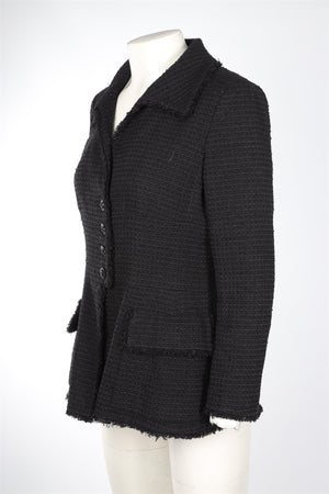 CHANEL BLACK 2009 COTTON BLAZER FR 40 UK 12