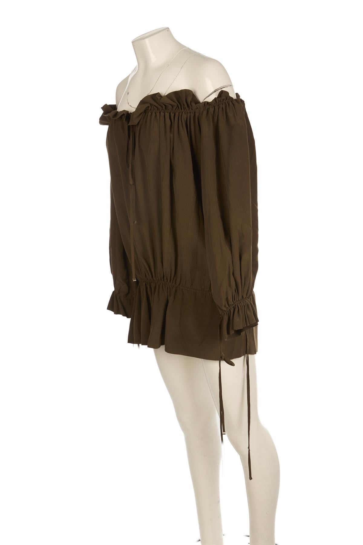 SAINT LAURENT GREEN SILK MINI DRESS FR 36 UK 8