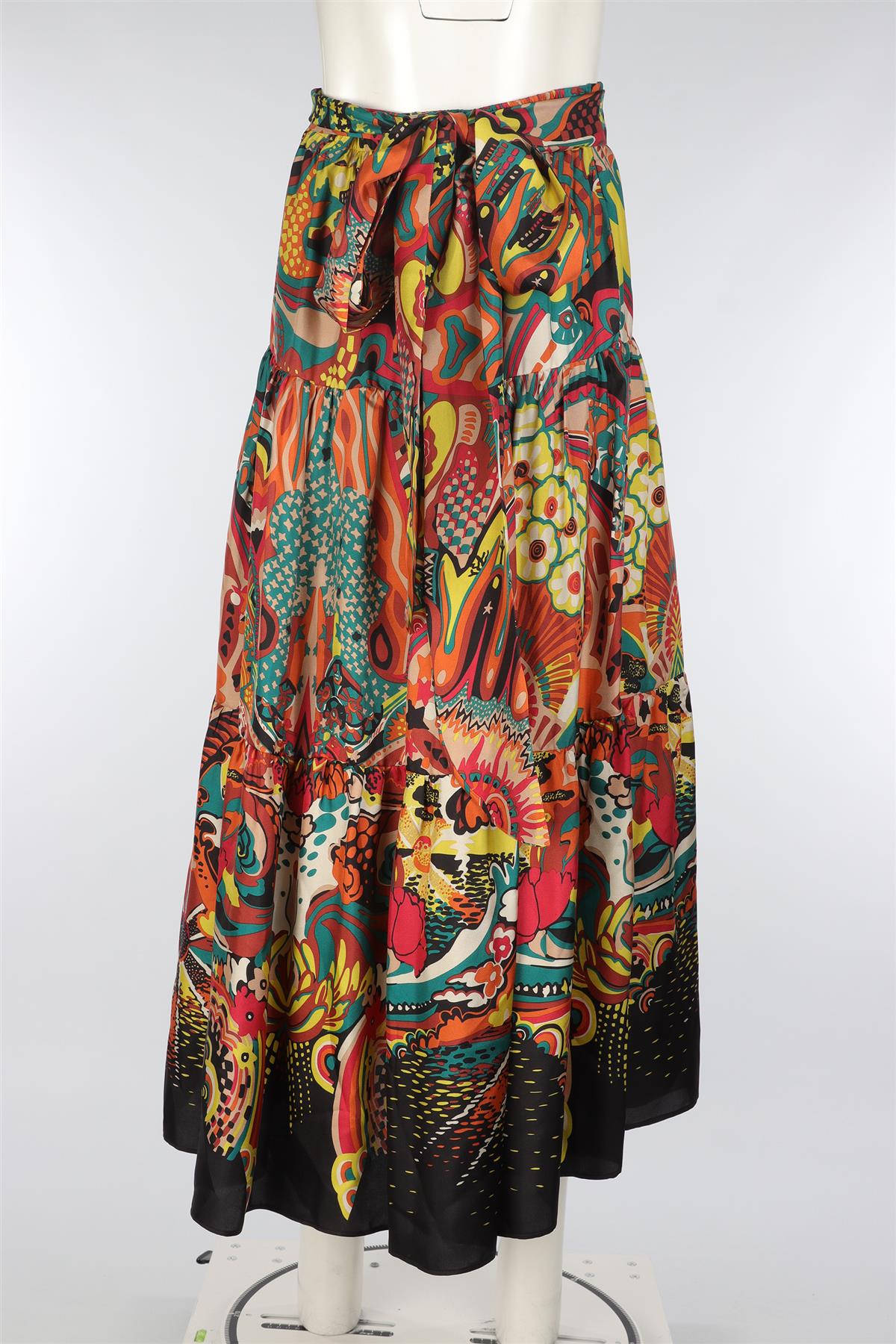 LE GONNE RUFFIANE + GRAND HOTEL TREMEZZO MULTI SILK MAXI SKIRT SMALL