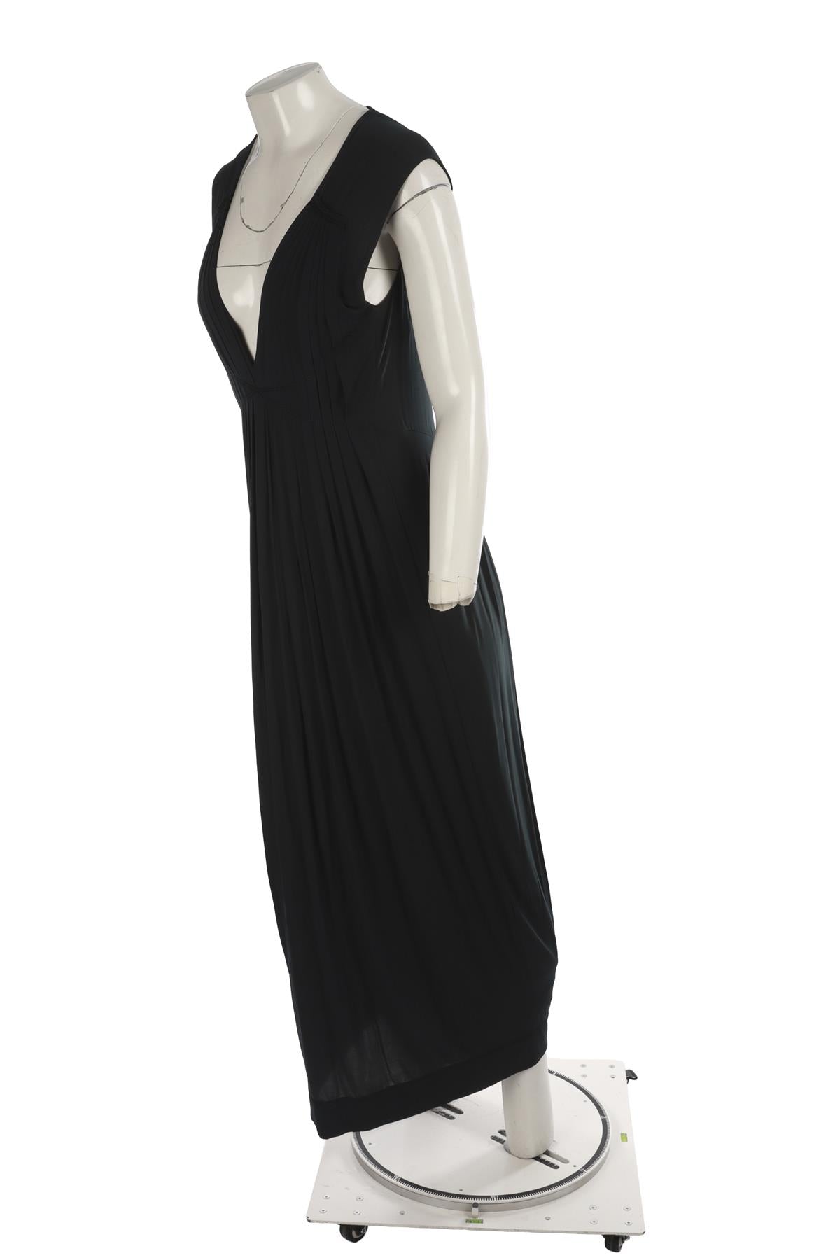 DONNA KARAN GREEN JERSEY MAXI DRESS MEDIUM