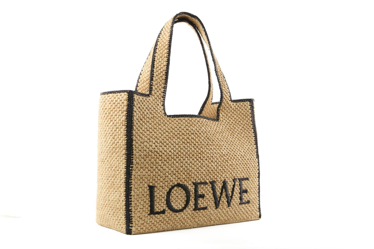 LOEWE BEIGE LARGE RAFFIA TOTE BAG