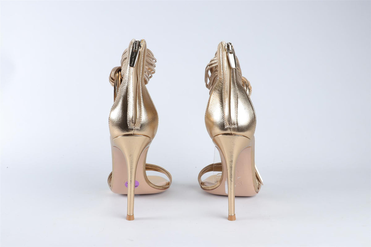 GIANVITO ROSSI GOLD LEATHER SANDALS EU 37.5 UK 4.5 US 7.5