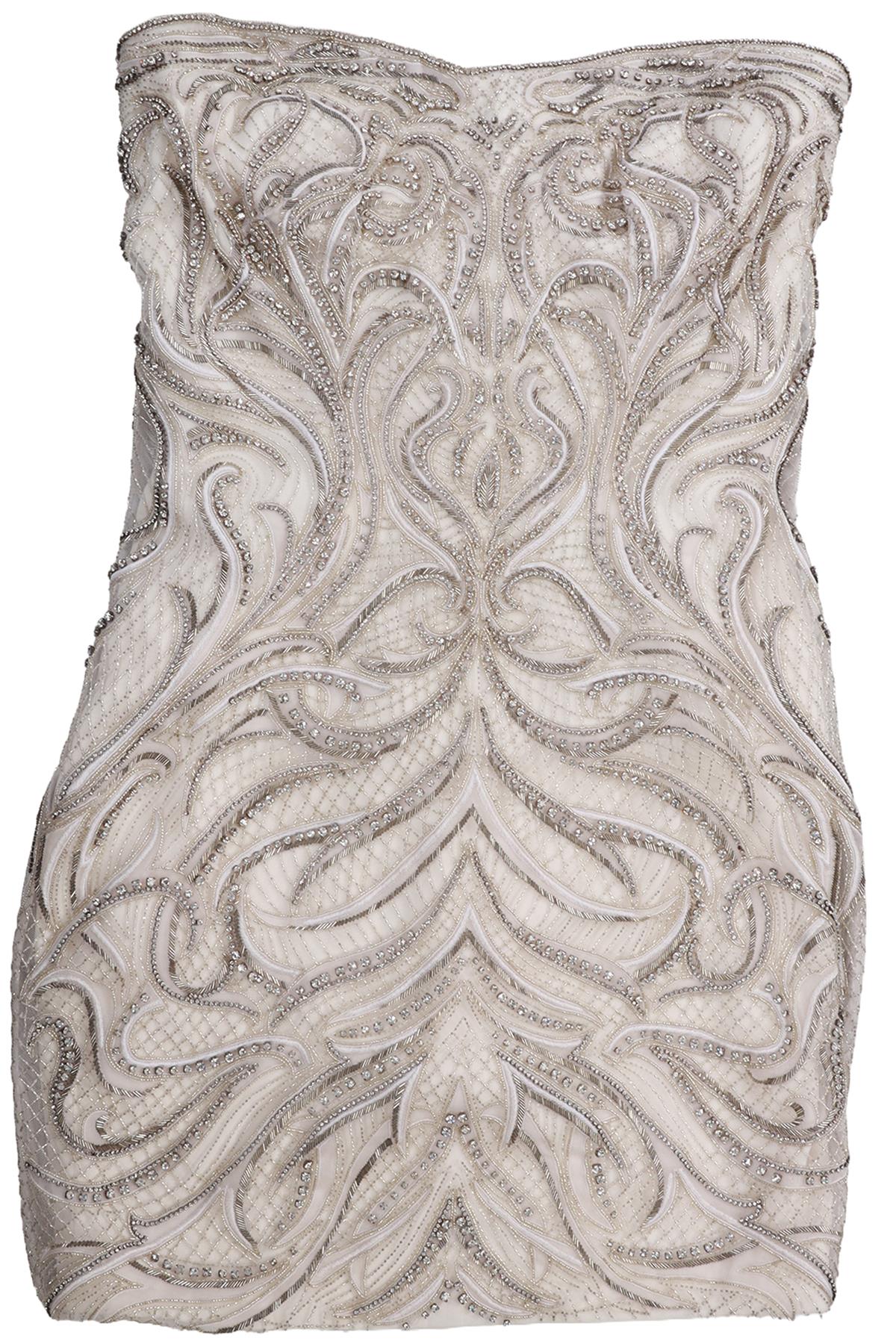 ROBERTO CAVAILLI SILVER BEADED MINI DRESS IT 40 UK 8