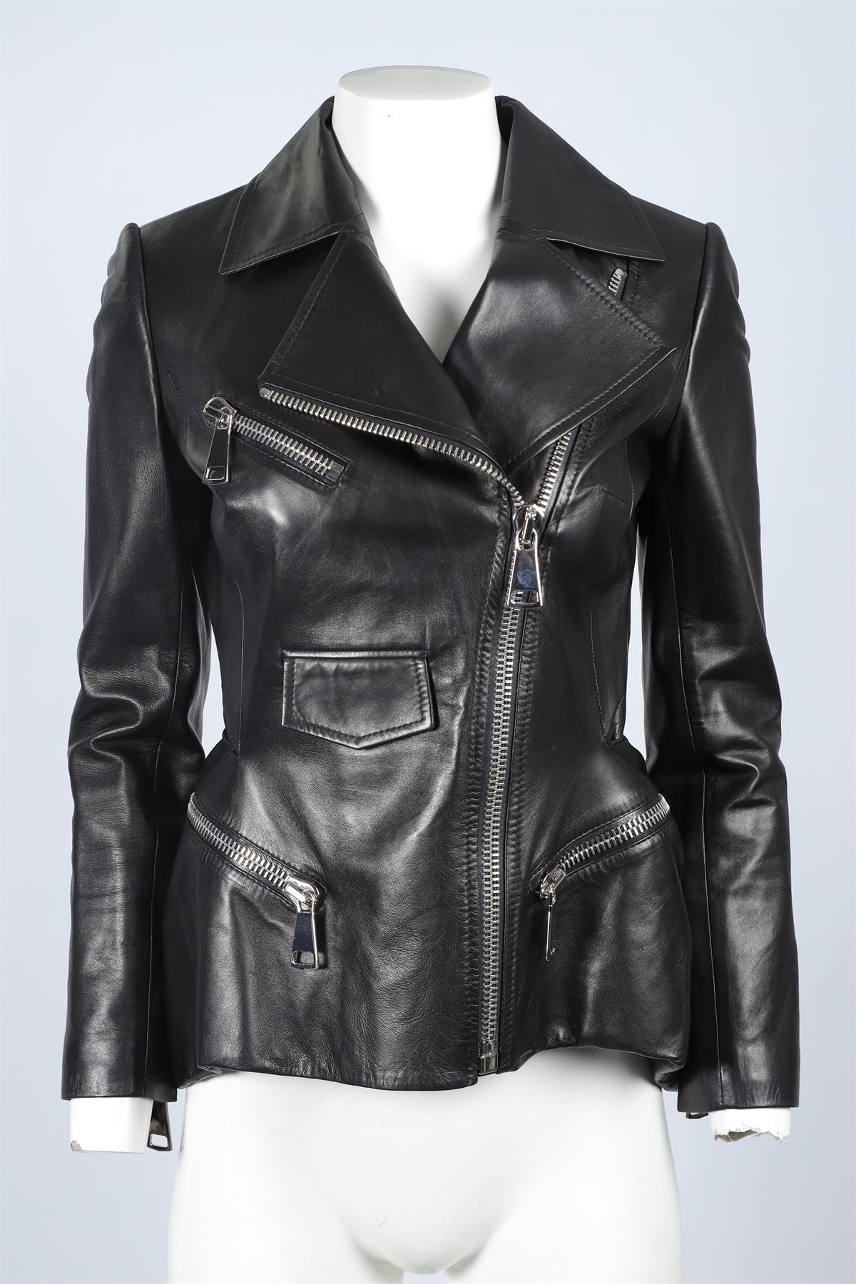 LENA LEMELOKY BLACK LEATHER JACKET IT 38 UK 6