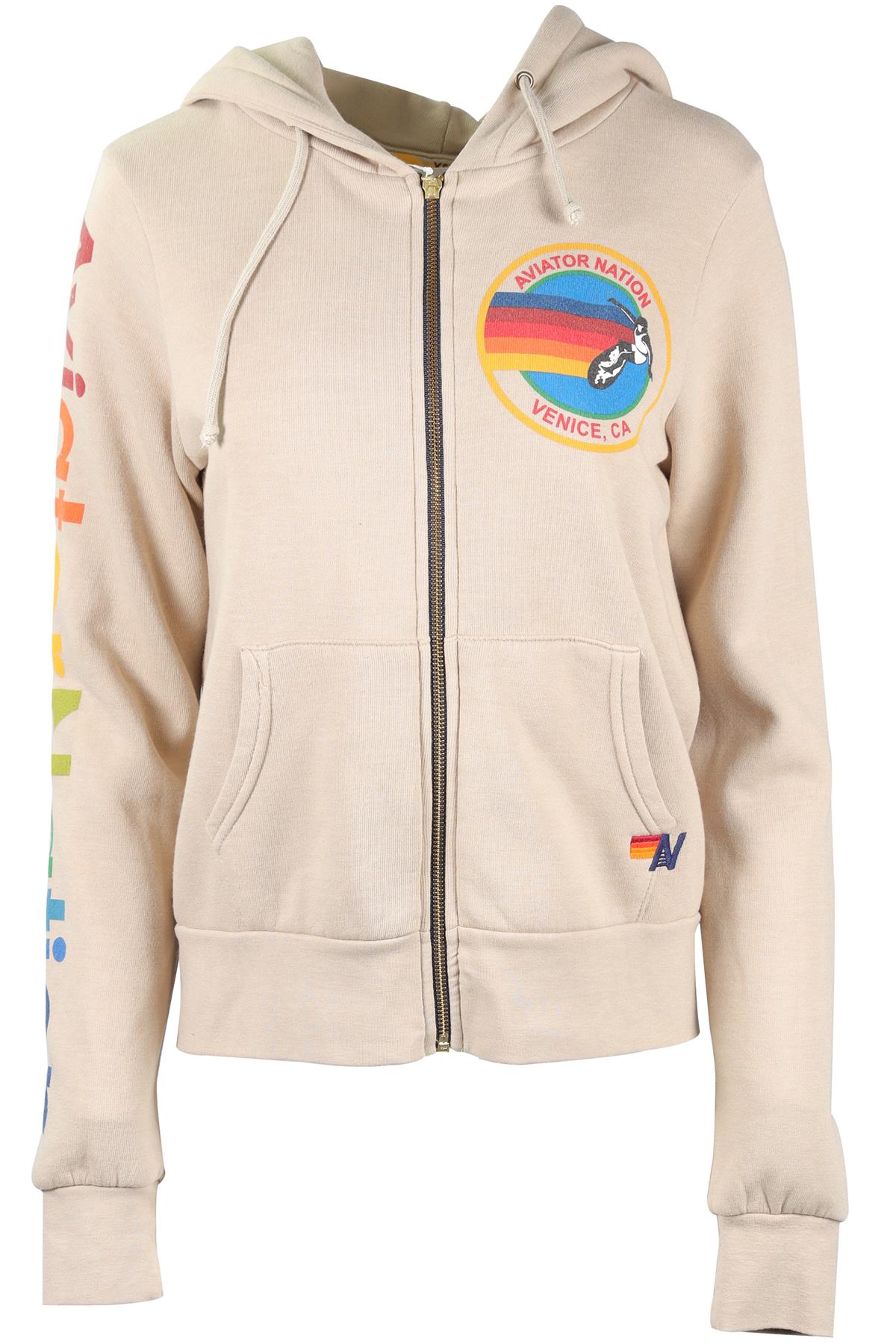 AVIATOR NATION BEIGE COTTON HOODIE XSMALL