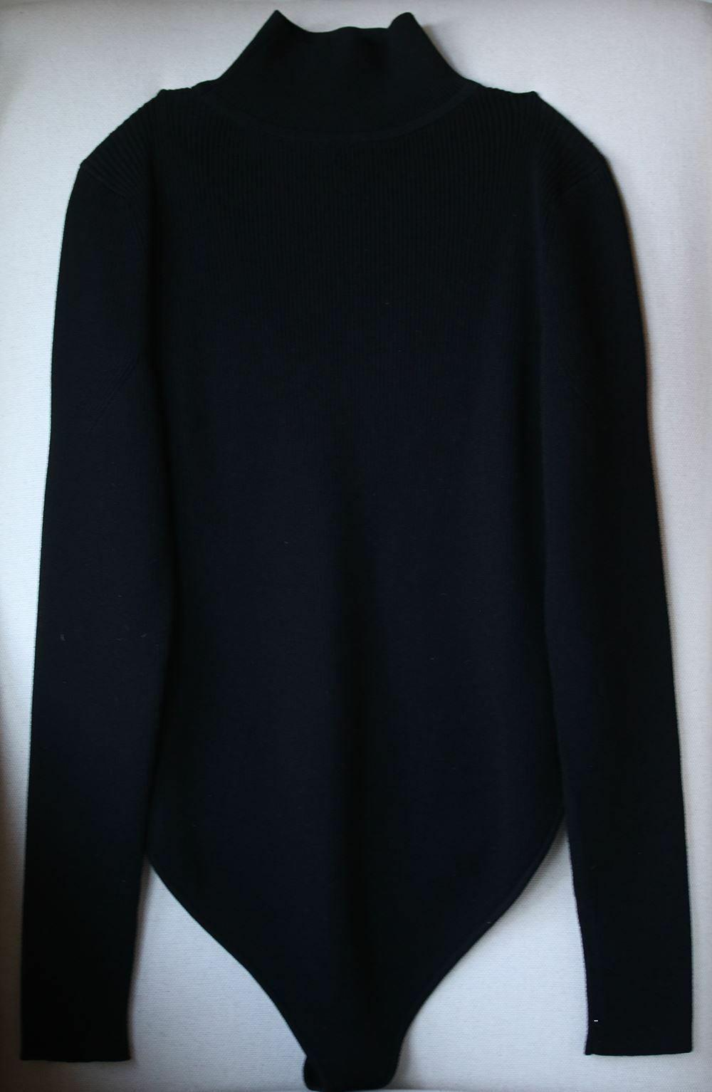 CUSHNIE ET OCHS CUTOUT RIBBED KNIT BODYSUIT LARGE