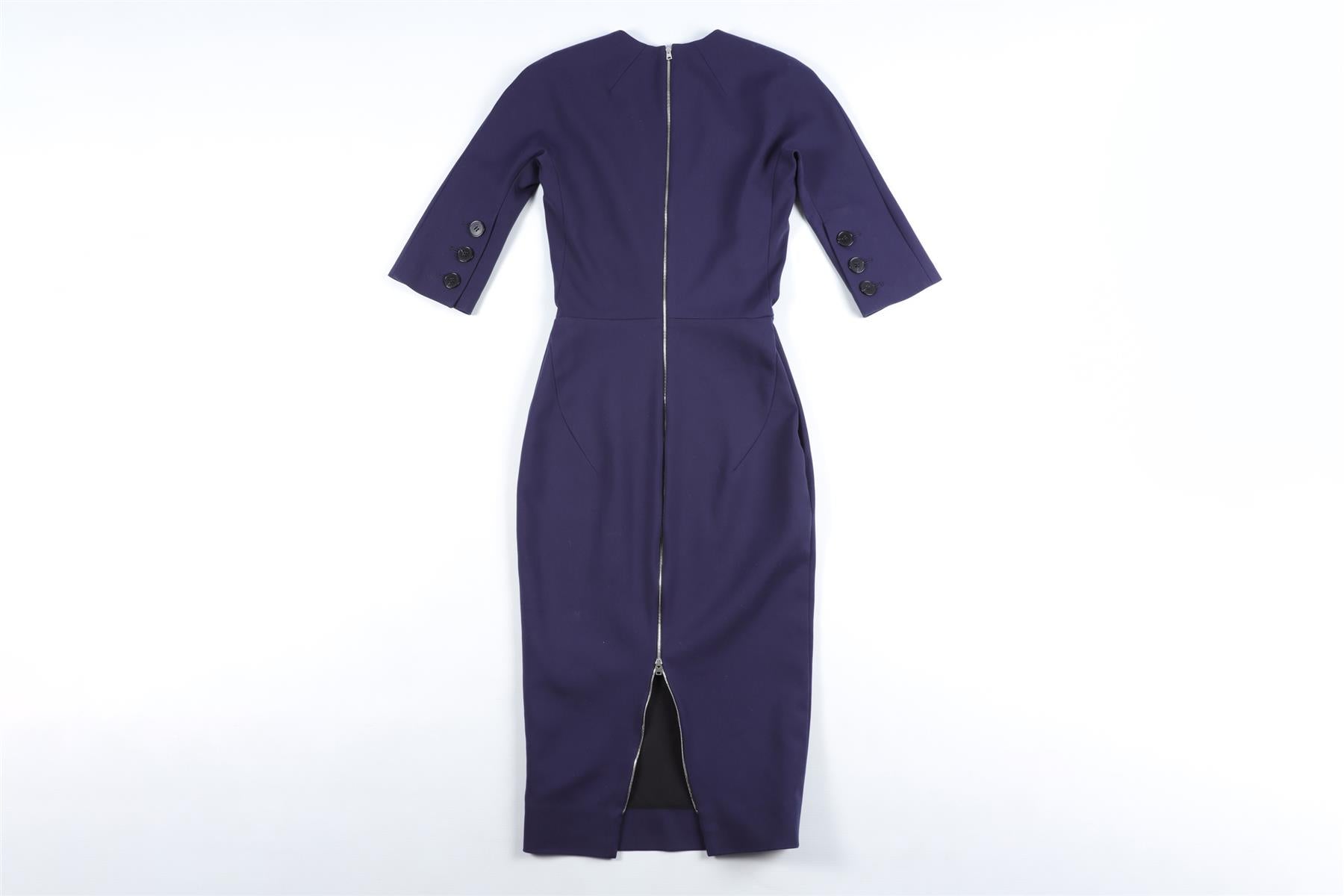 VICTORIA BECKHAM NAVY COTTON MIDI DRESS UK 6