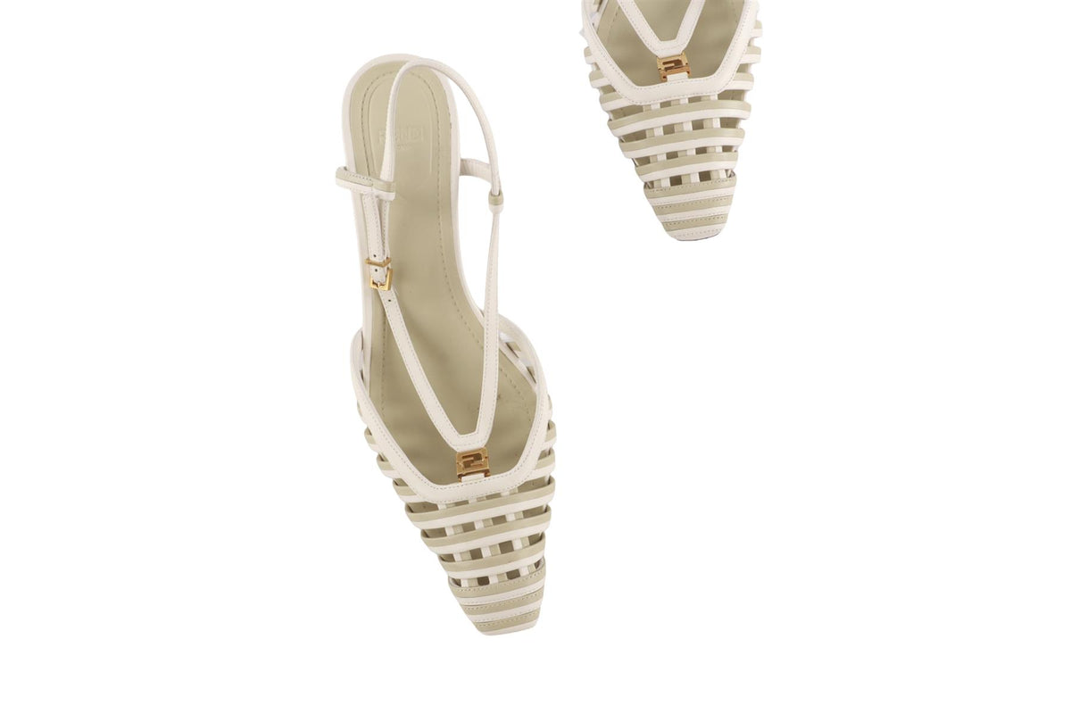 FENDI WHITE FOLD SLINGBACK PUMPS EU 39 UK 6 US 9