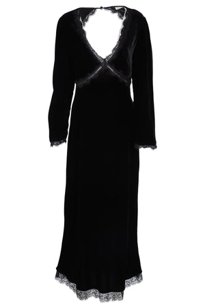 RIXO BLACK VELVET MAXI DRESS UK 14