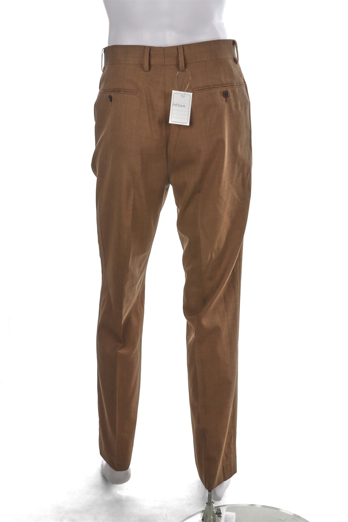 AURALEE BROWN MENS WOOL STRAIGHT LEG PANTS SMALL