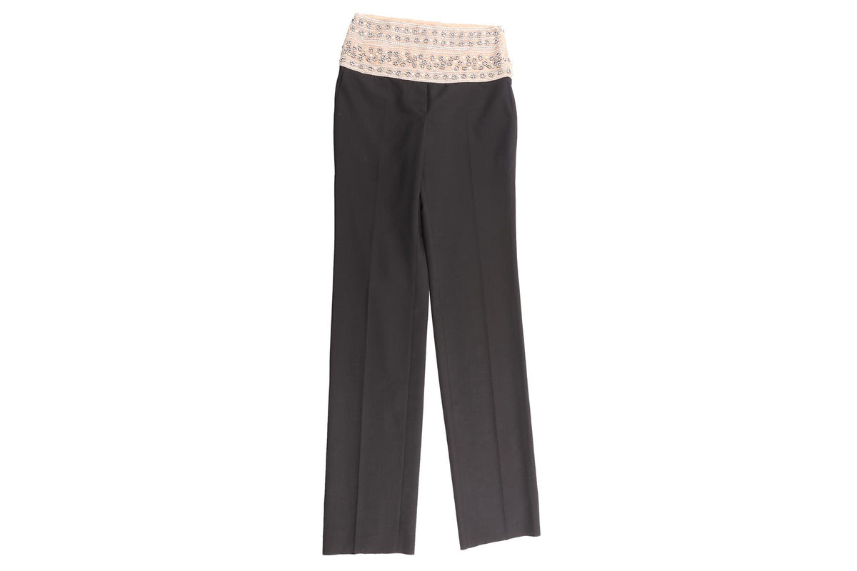 STELLA MCCARTNEY BLACK WOOL STRAIGHT LEG PANTS IT 36 UK 4