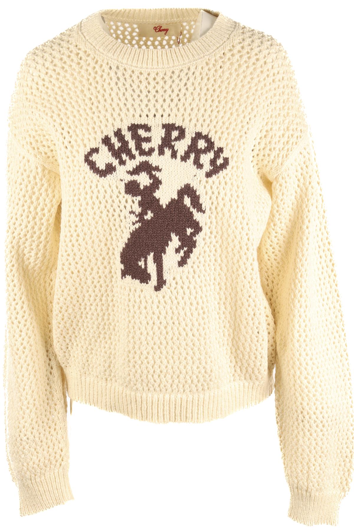 CHERRY LOS ANGELES CREAM KNIT SWEATER SMALL