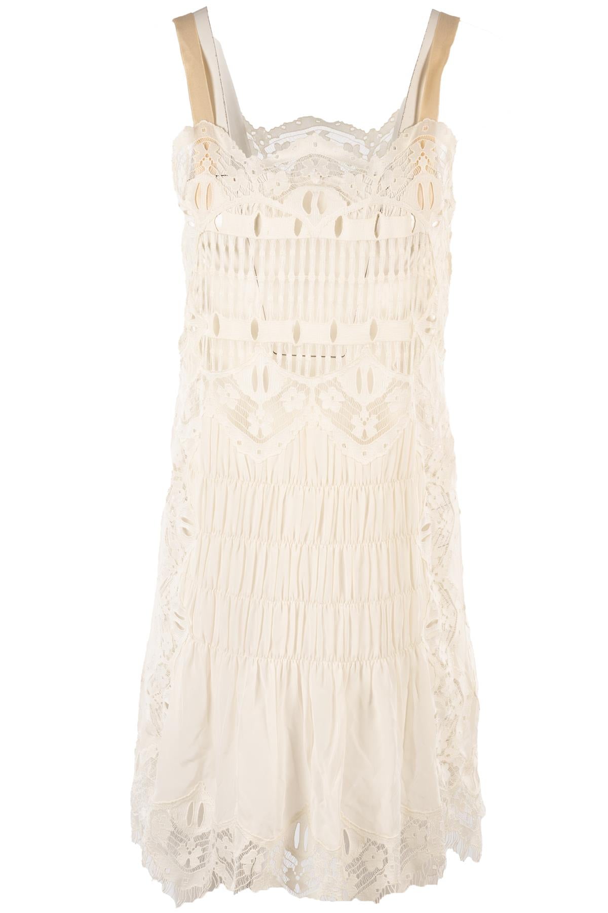CHLOÉ WHITE SILK MINI DRESS FR 34 UK 6