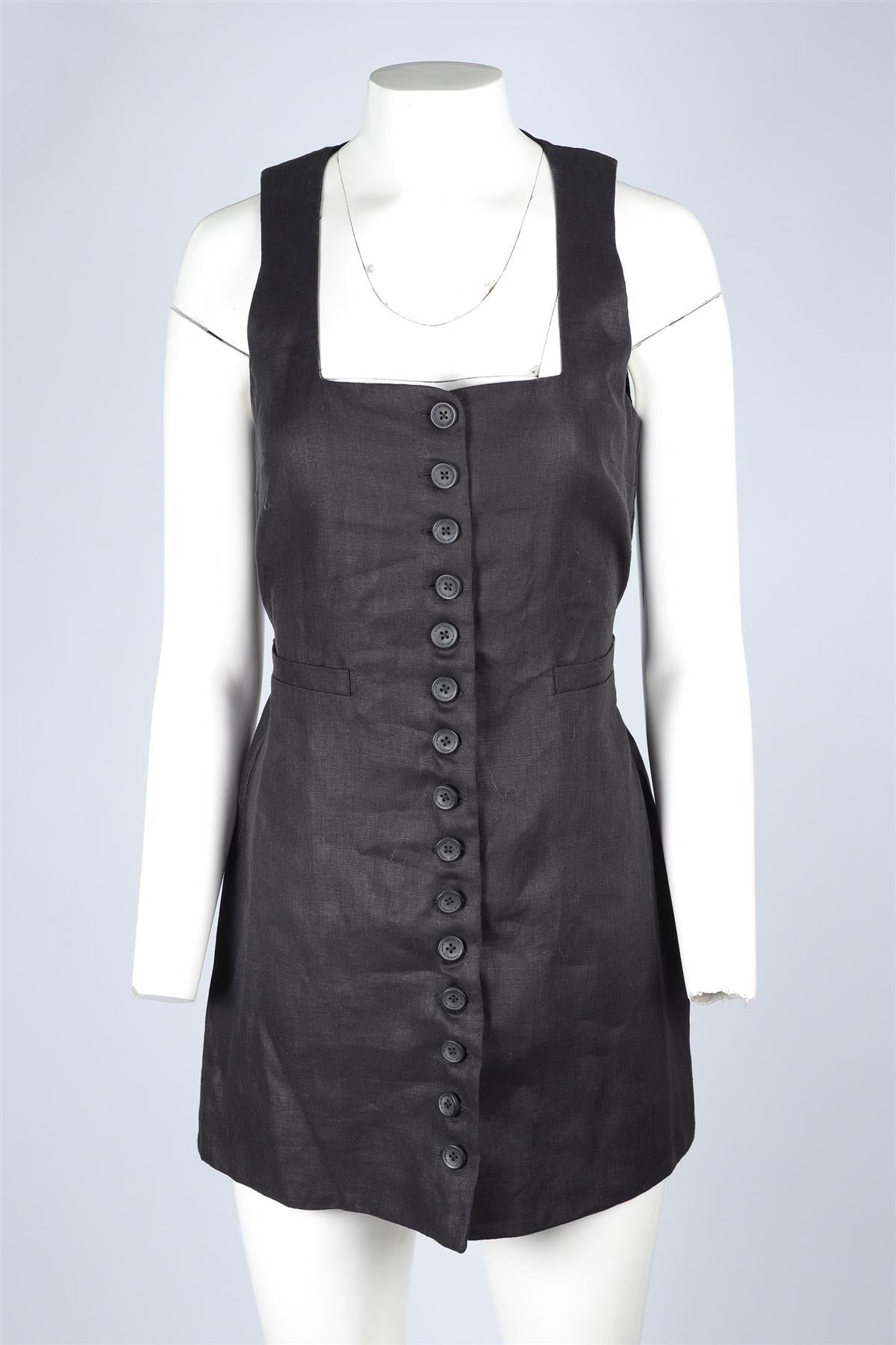 FAITHFUL THE BRAND BLACK LINEN DRESS UK 8
