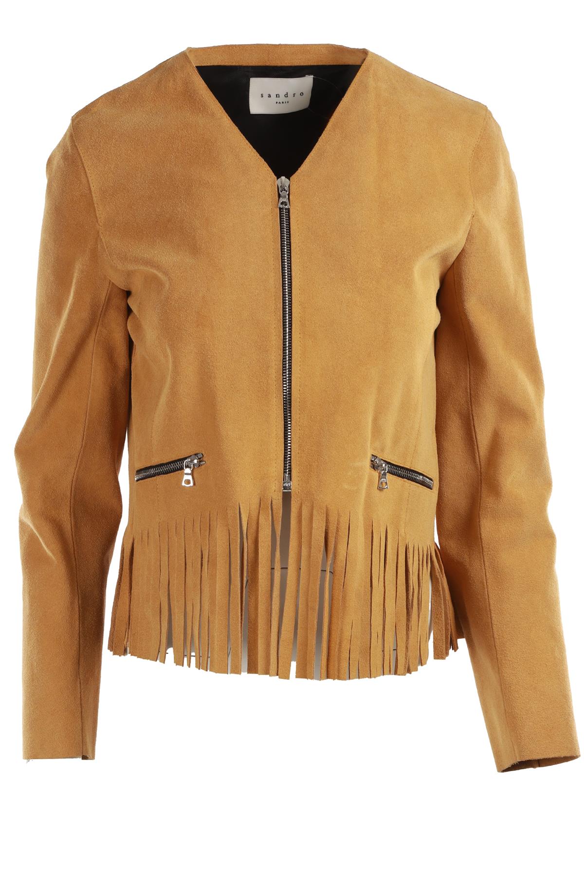 SANDRO YELLOW SUEDE JACKET FR 38 UK 10