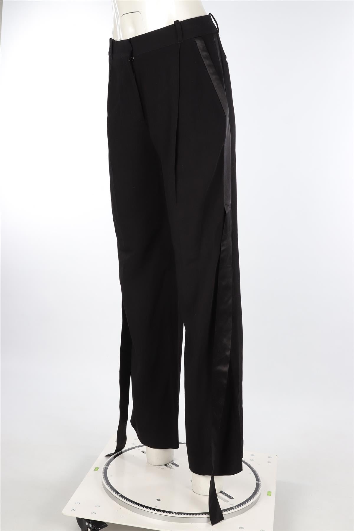 GIVENCHY BLACK SATIN WIDE LEG PANTS FR 34 UK 6
