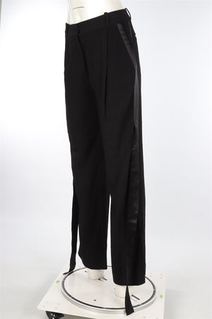 GIVENCHY BLACK SATIN WIDE LEG PANTS FR 34 UK 6