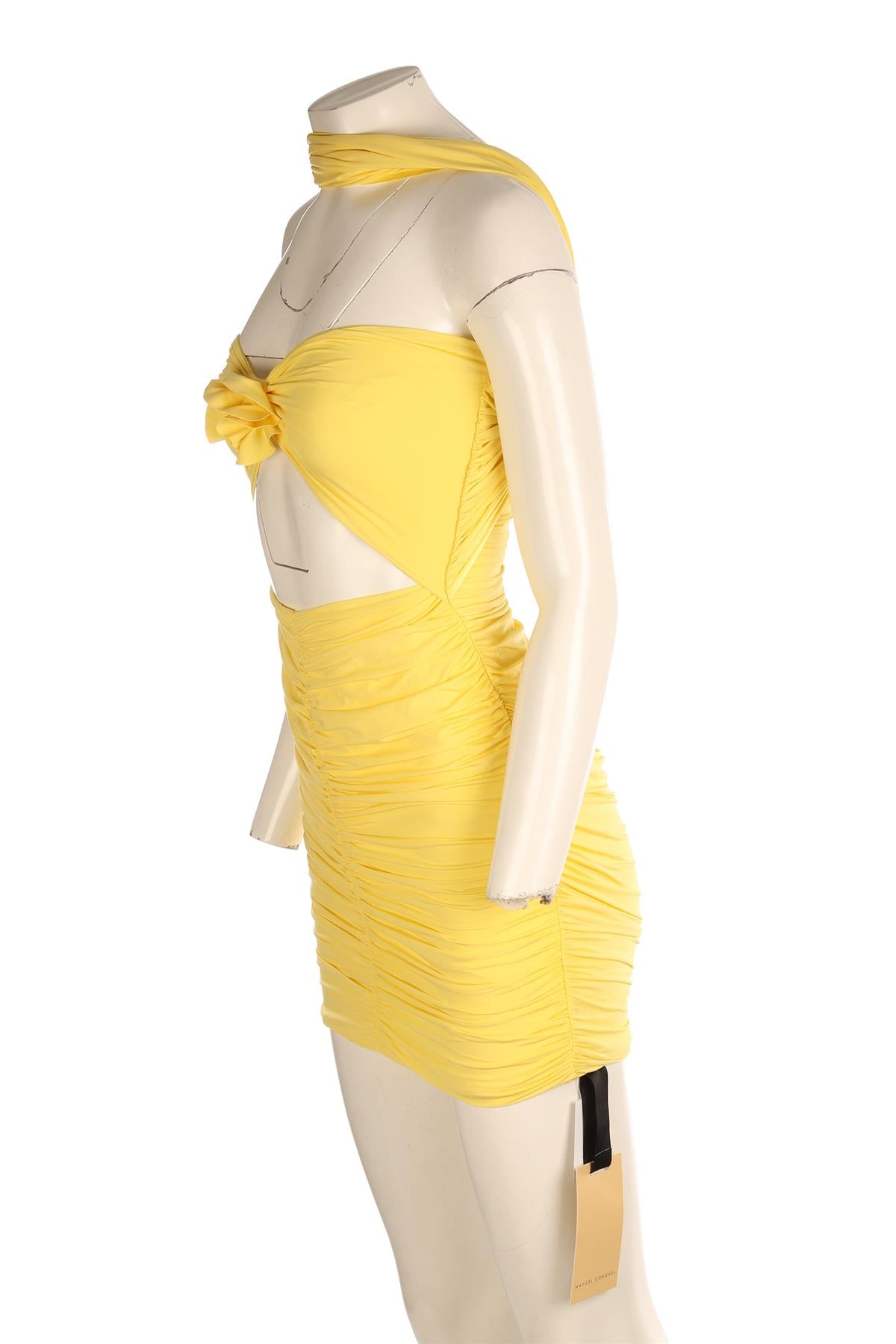 MAYGEL CORONEL YELLOW JERSEY MINI DRESS ONE SIZE