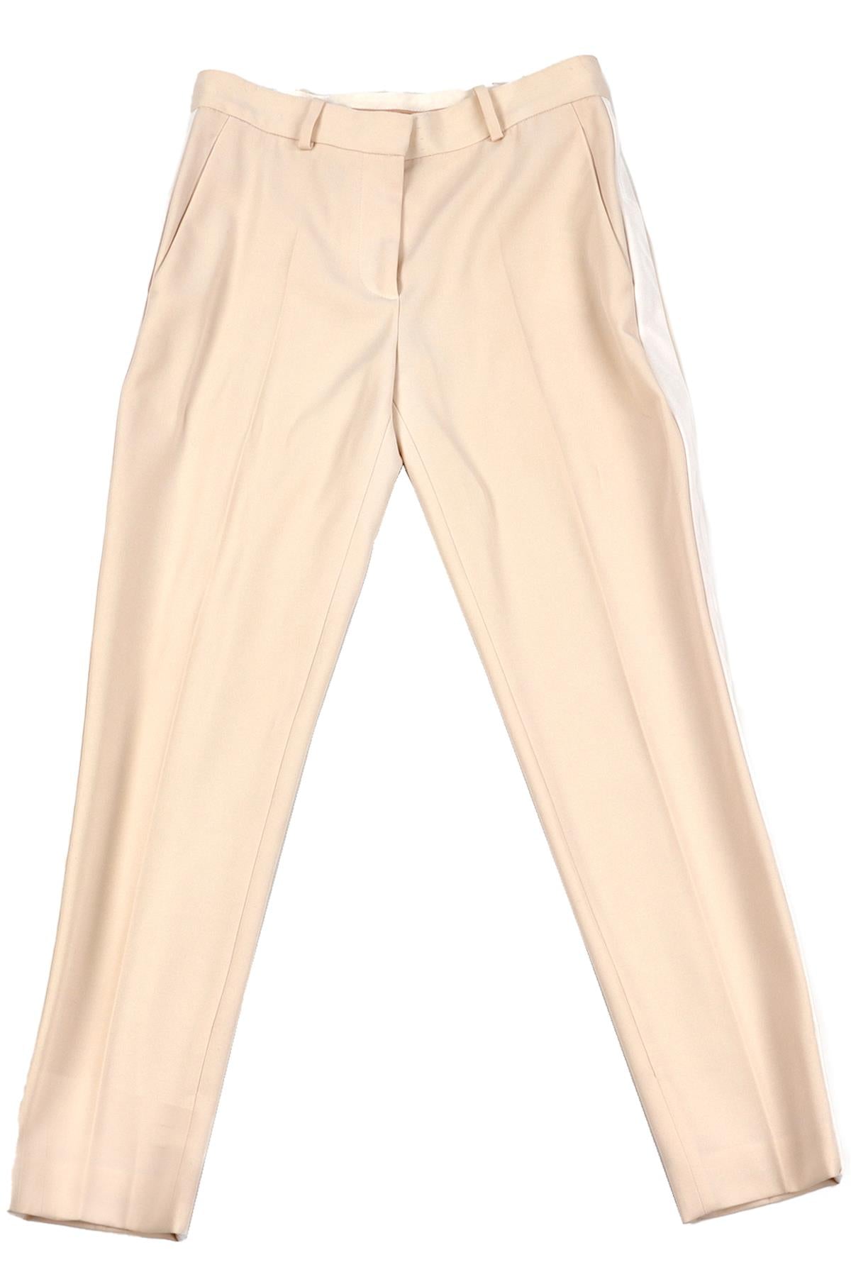 STELLA MCCARTNEY CREAM WOOL STRAIGHT LEG PANTS IT 38 UK 6