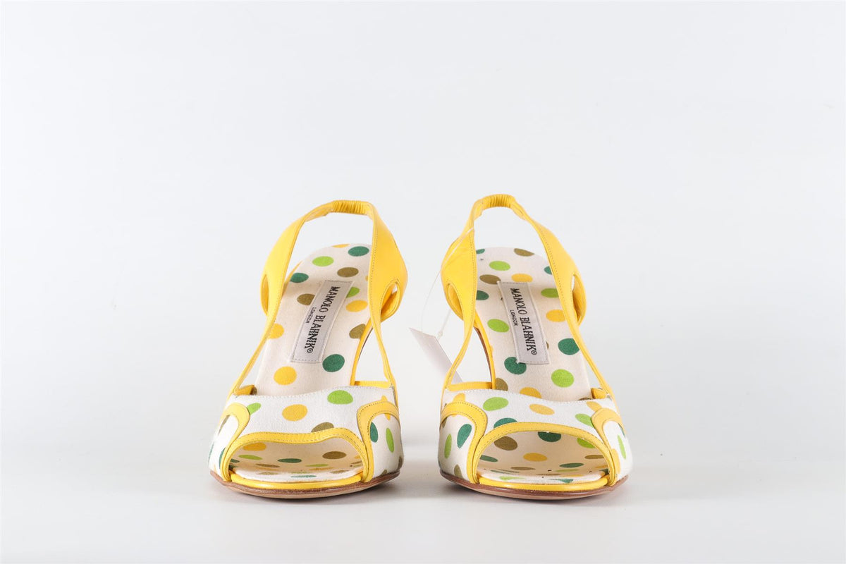 MANOLO BLAHNIK YELLOW LEATHER SLINGBACK SANDALS EU 39 UK 6 US 9