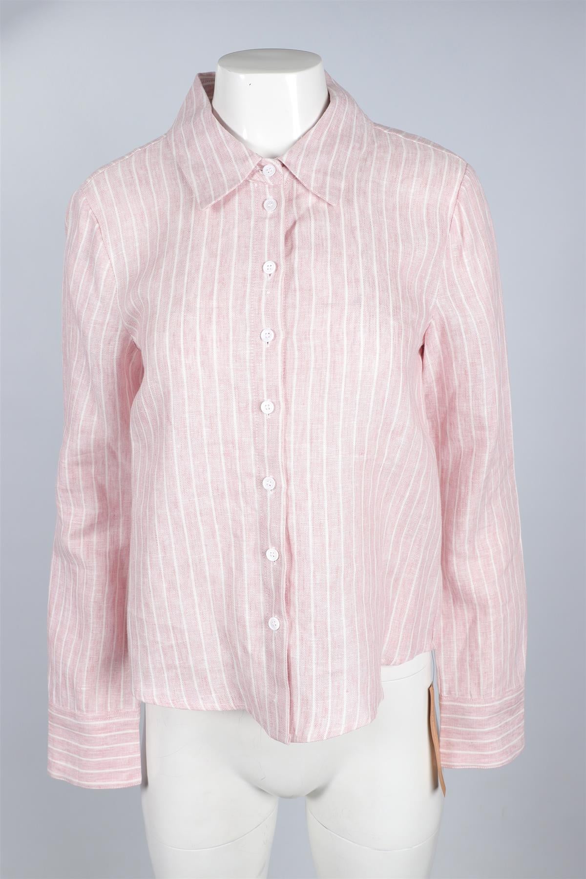 REFORMATION PINK LINEN SHIRT SMALL