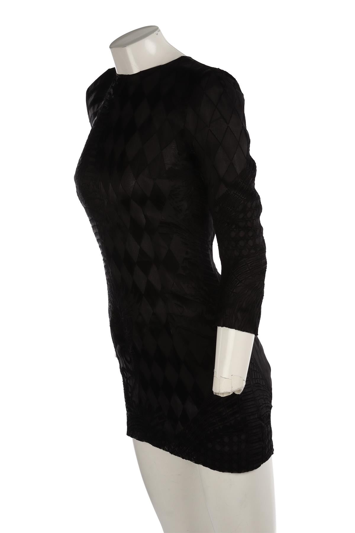 BALMAIN BLACK SILK MINI DRESS FR 40 UK 12