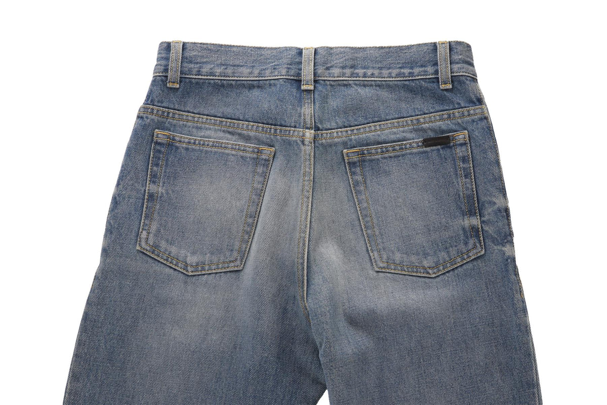 SAINT LAURENT BLUE HIGH RISE STRAIGHT LEG JEANS W27