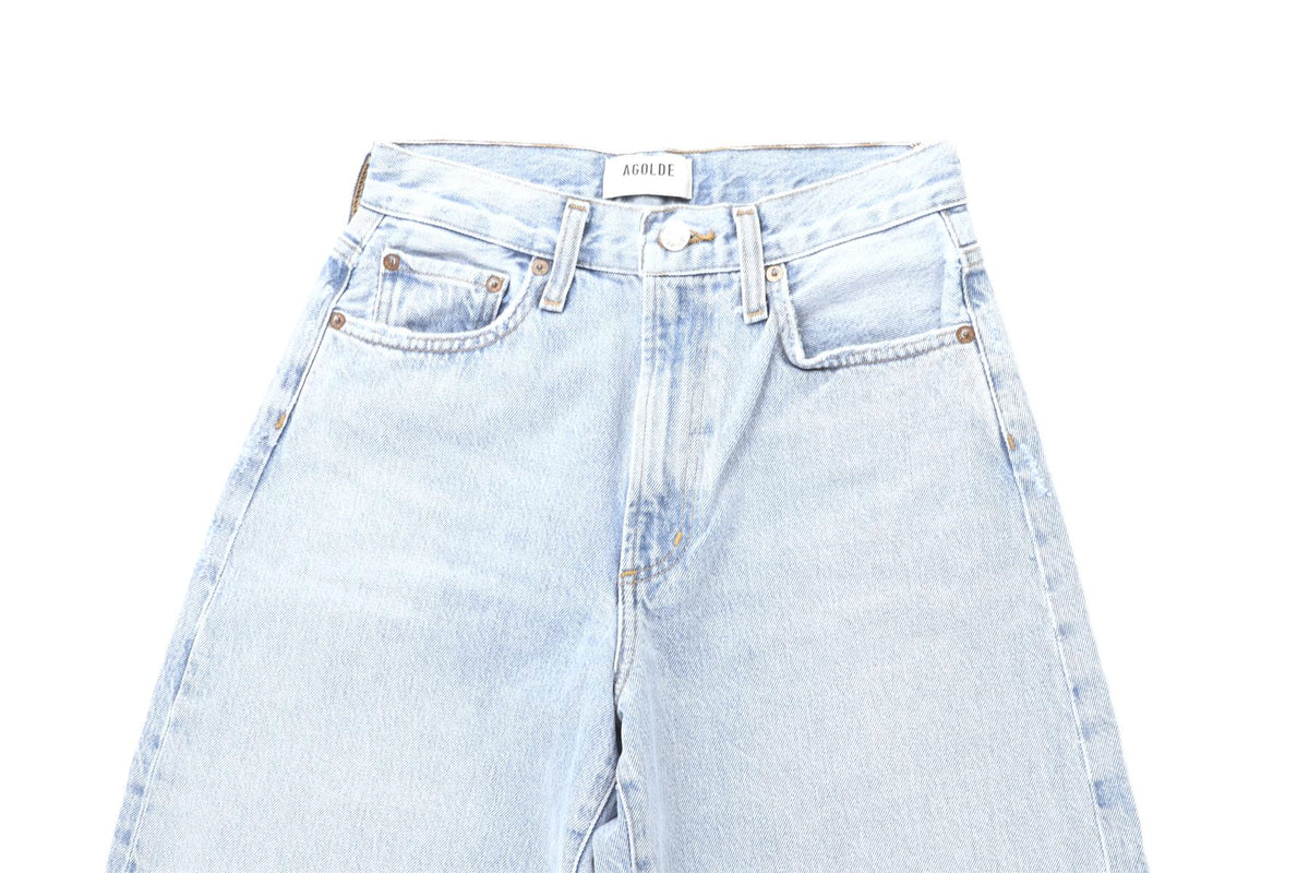 AGOLDE BLUE HIGH RISE BARREL LEG JEANS W24 UK 6