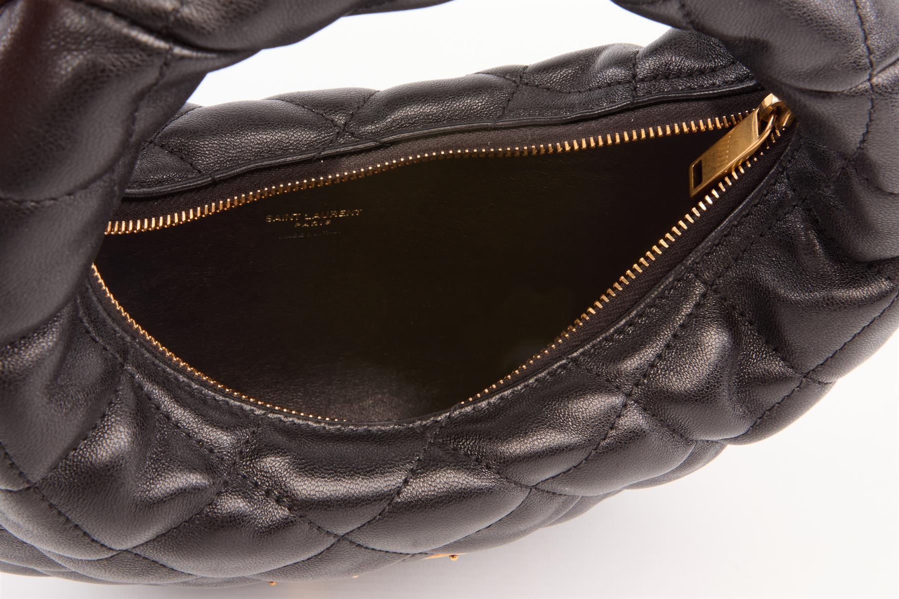 SAINT LAURENT BLACK ICARINO QUILTED LEATHER TOTE BAG