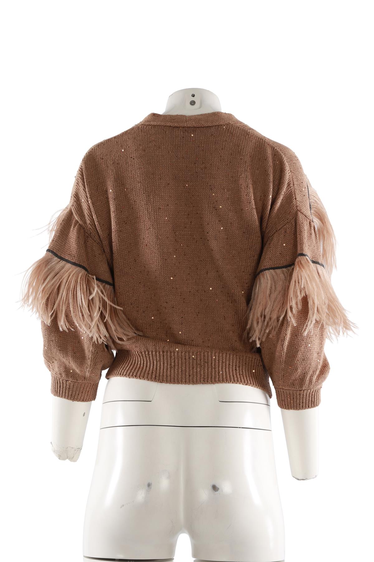 BRUNELLO CUCINELLI BROWN COTTON CARDIGAN XSMALL
