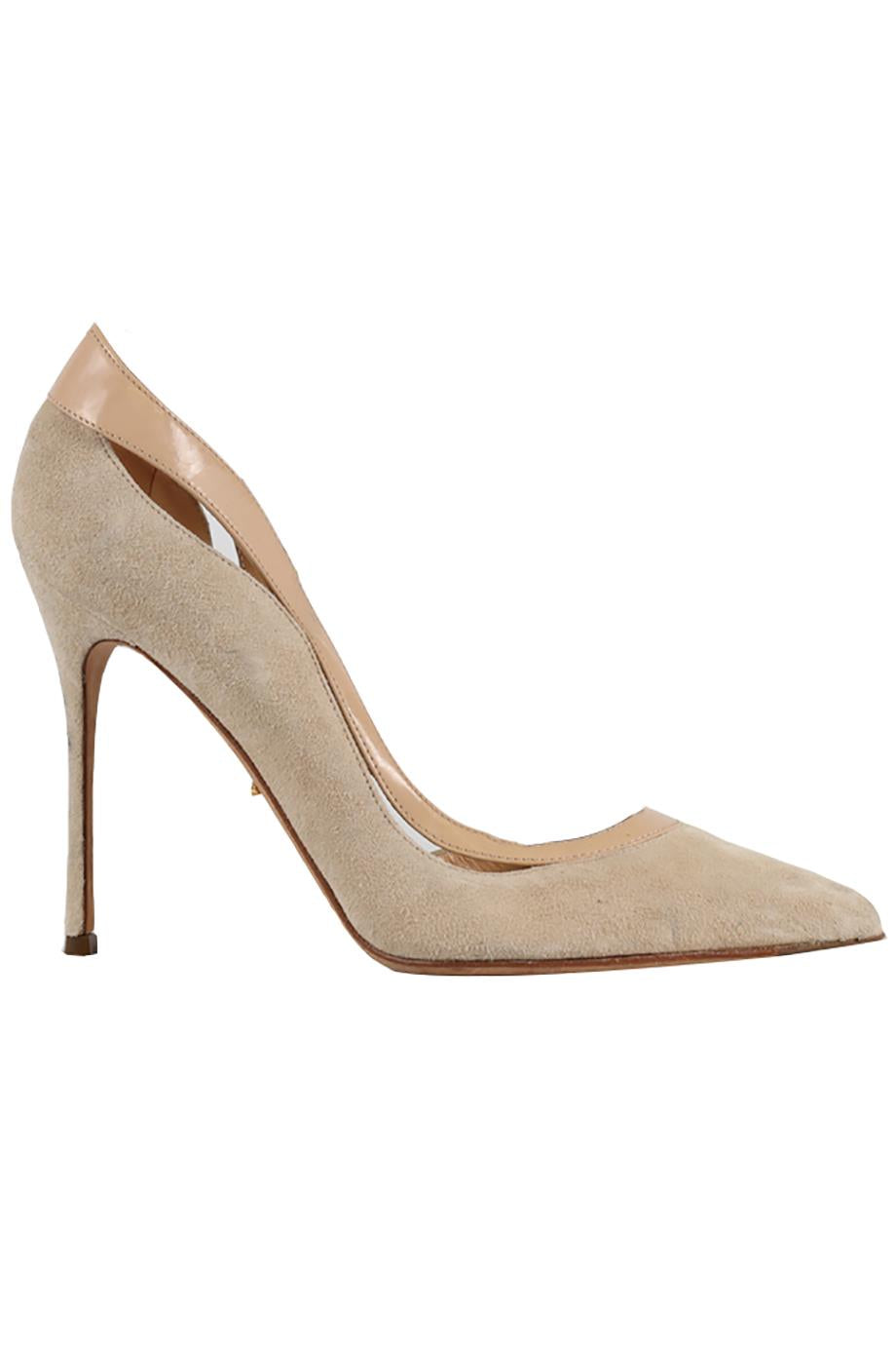 SERGIO ROSSI SUEDE AND LEATHER PUMPS EU 37.5 UK 4.5 US 7.5