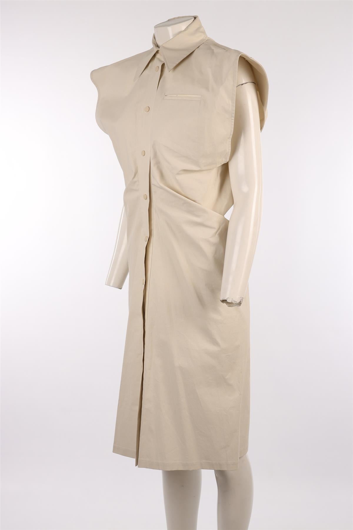 BOTTEGA VENETA BEIGE COTTON MIDI DRESS IT 42 UK 10