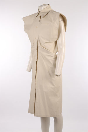 BOTTEGA VENETA BEIGE COTTON MIDI DRESS IT 42 UK 10