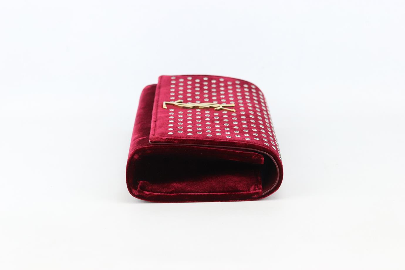 SAINT LAURENT MONOGRAMME EMBELLISHED VELVET CLUTCH
