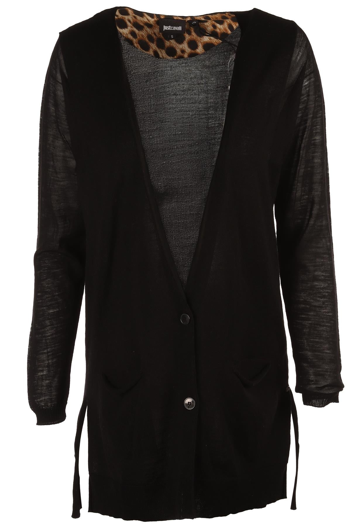 JUST CAVALLI BLACK WOOL CARDIGAN SMALL