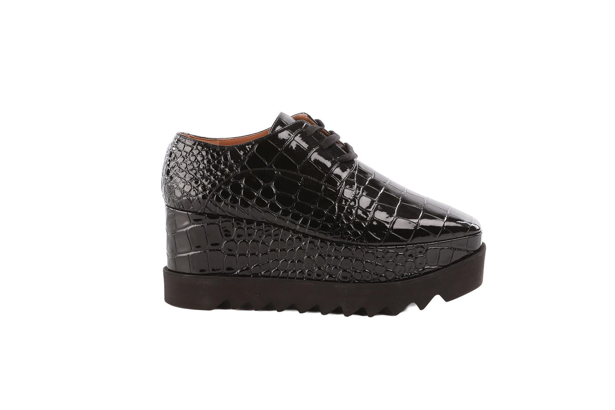 STELLA MCCARTNEY BLACK ELYSE FAUX LEATHER PLATFORM SHOES EU 39 UK 6 US 9
