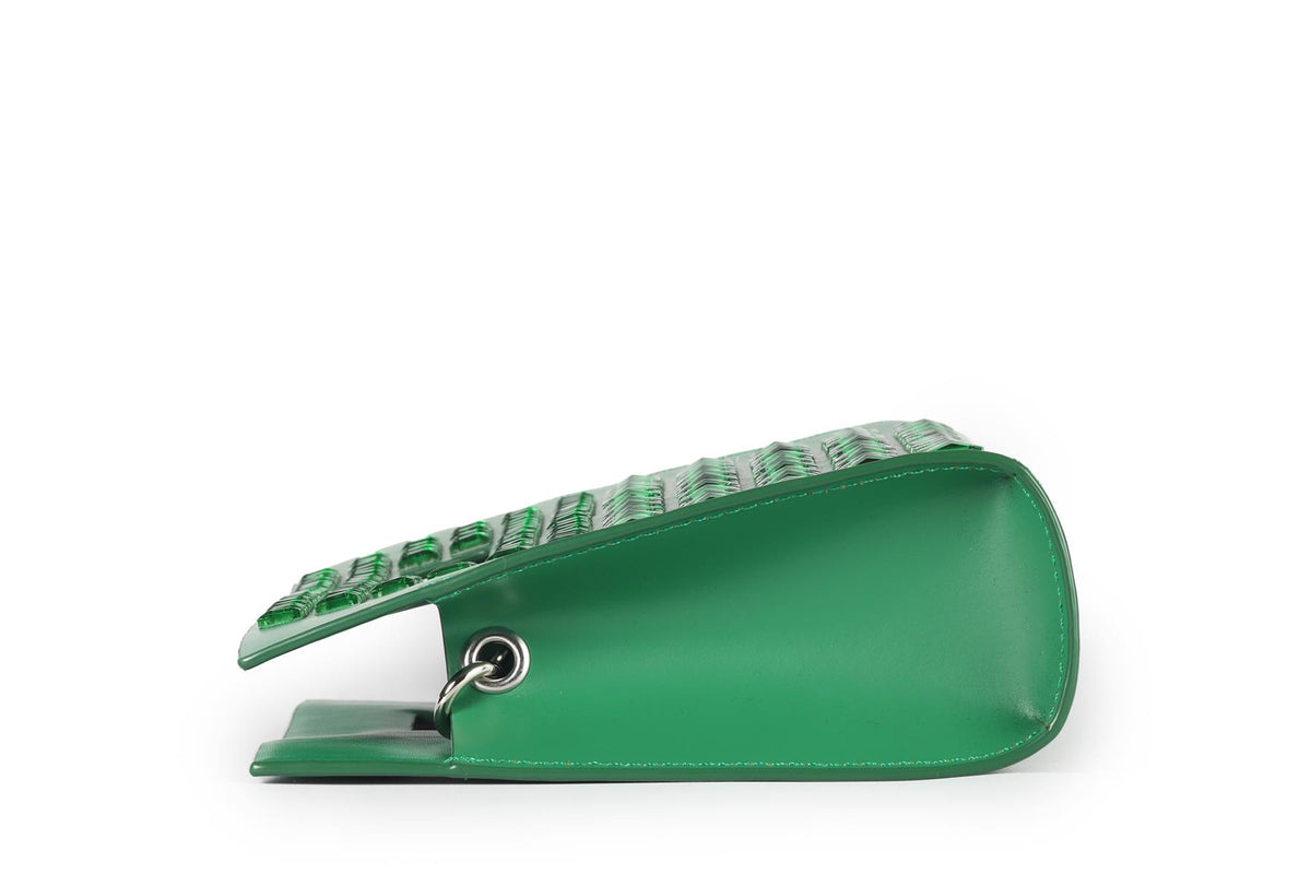 DAVID KOMA GREEN LEATHER SHOULDER BAG