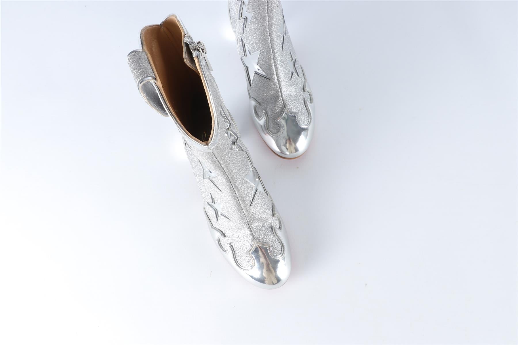 CHRISTIAN LOUBOUTIN SILVER KIDS GIRLS GIDDY BOOTS EU 27 UK 9 US 10