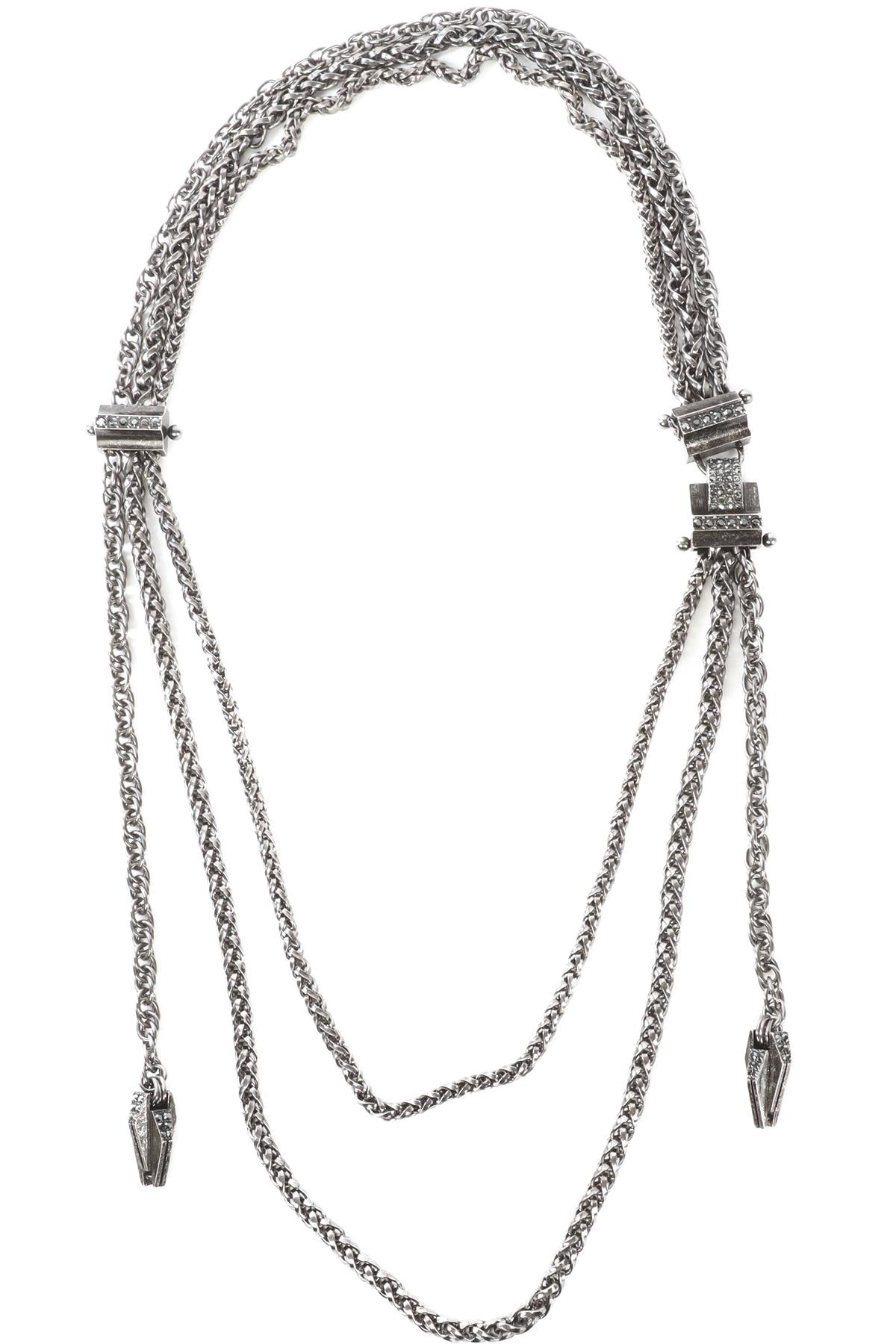 LANVIN GREY CRYSTAL AND CHAIN WAIST BELT