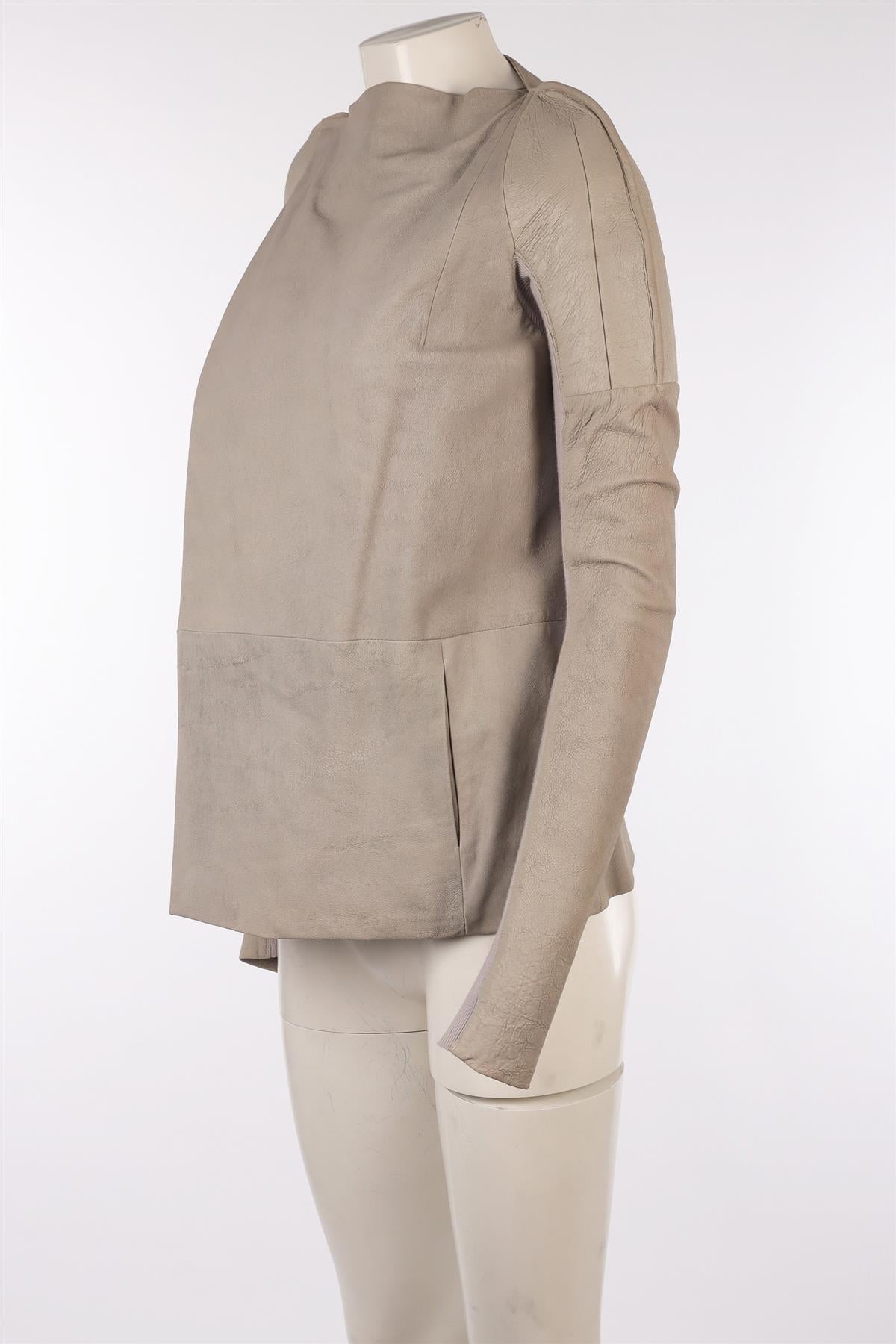 RICK OWENS GREY LEATHER JACKET IT 42 UK 10