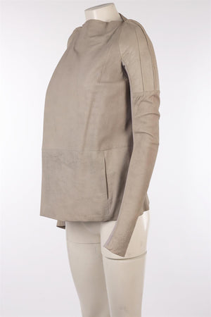 RICK OWENS GREY LEATHER JACKET IT 42 UK 10