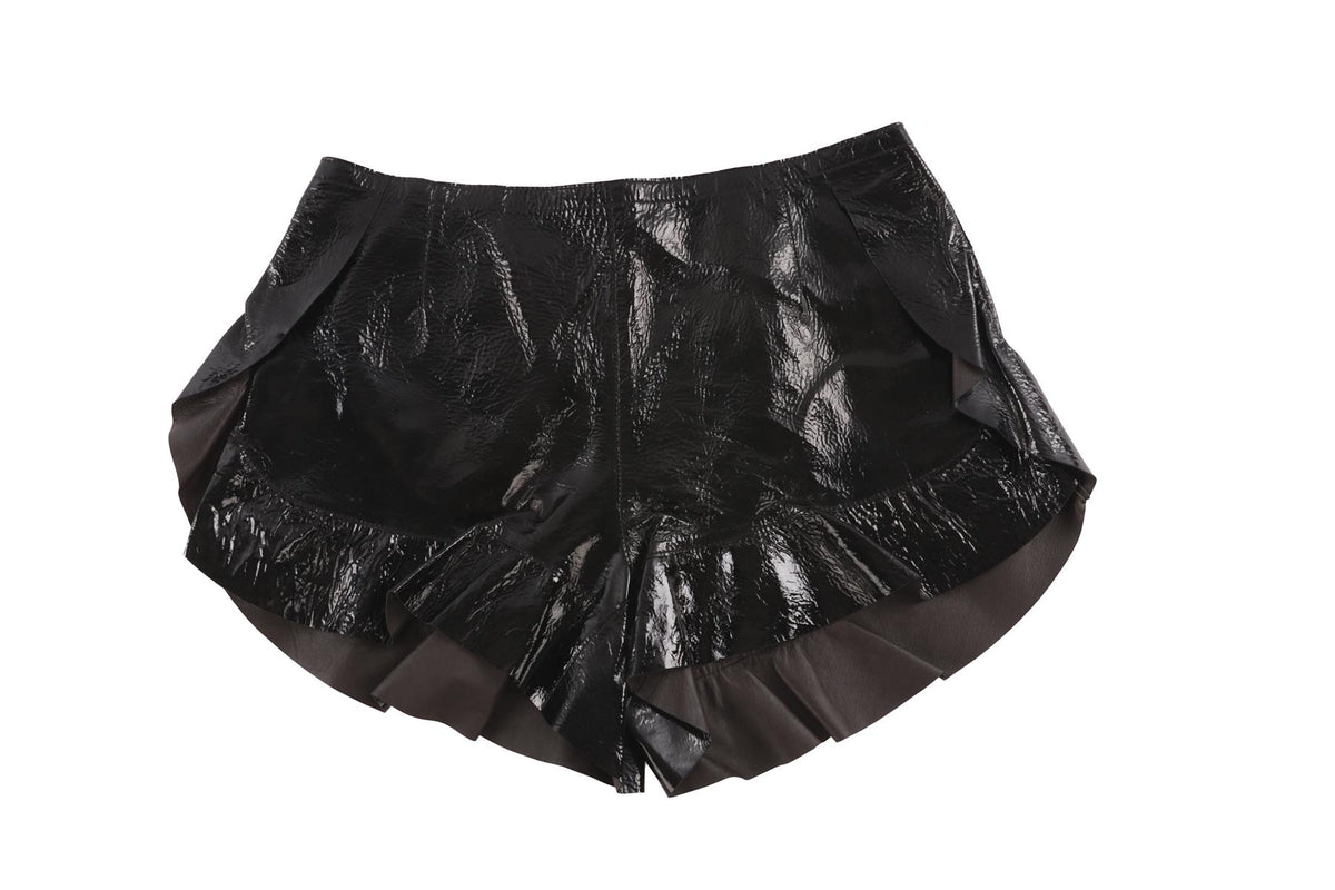 FENDI BLACK PATENT LEATHER SHORTS IT 38 UK 6