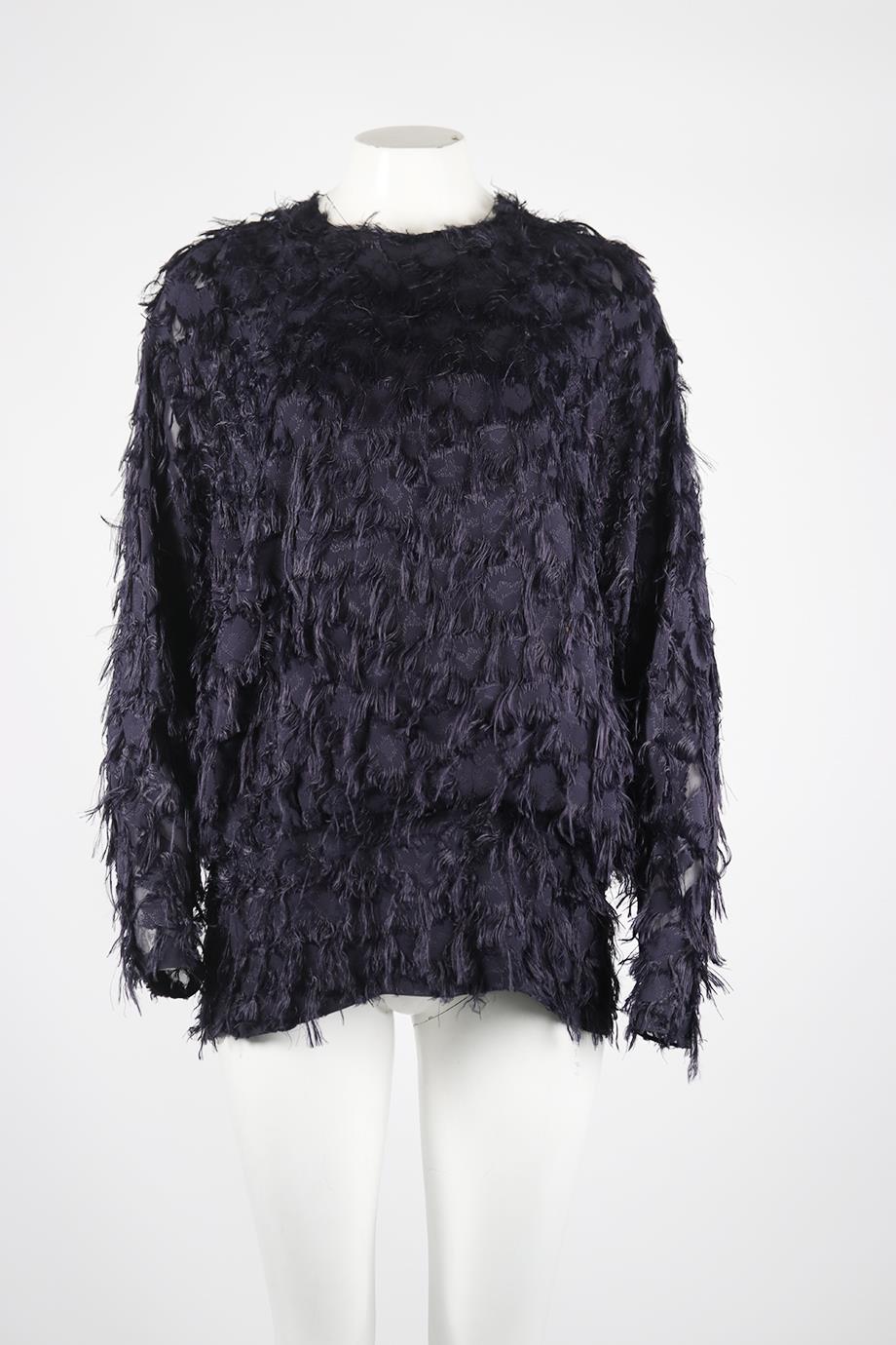 CHLOÉ FRINGED CREPE BLOUSE FR 40 UK 12